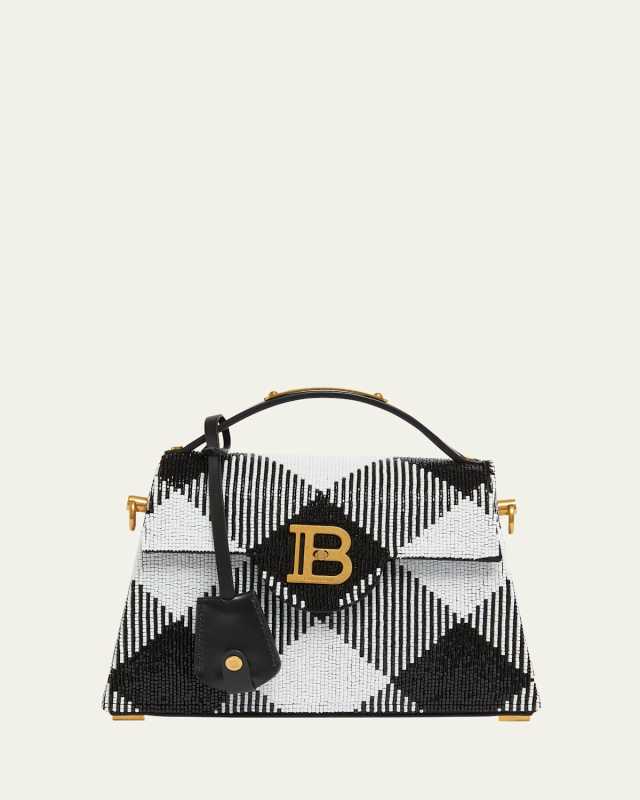 B-Buzz Dynasty Top-Handle Bag in Checkered Satin Silk